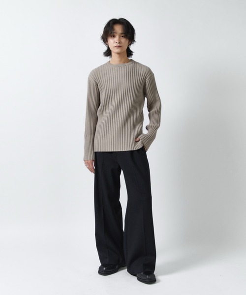 Lui's(ルイス)の「ワイドリブクルーネックニット(ニット/セーター・メンズ・ブラック/グレー・M/S)」の14枚目の写真