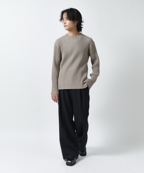 Lui's(ルイス)の「ワイドリブクルーネックニット(ニット/セーター・メンズ・ブラック/グレー・M/S)」の13枚目の写真