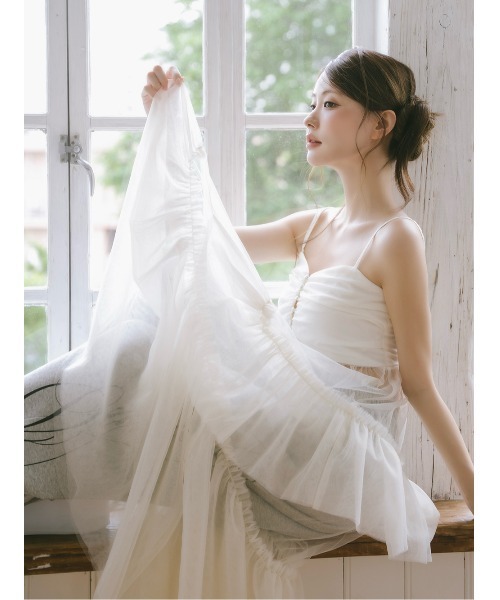 AmeliaMoi(アメリアモワ)の「チュールスリットキャミトップス(その他トップス・レディース・ブラック/アイボリー・FREE)」の12枚目の写真