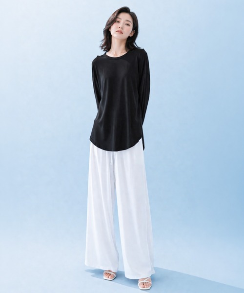 by LEGNA(バイレグナ)の「COOLIFYラウンドヘム指穴付き長袖トップス(Tシャツ/カットソー・レディース・ダークグレー/ホワイト/ブラック・FREE)」の20枚目の写真
