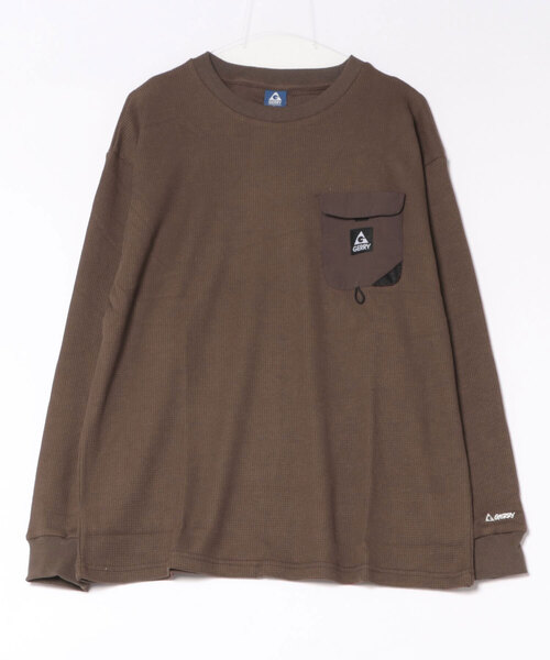 GERRY(ジェリー)の「【GERRY】ナイロンポケット ワッフルクルーネックロングスリーブTシャツ(Tシャツ/カットソー・メンズ・アイボリー/ブラウン/ブラック・MEDIUM/X-LARGE/LARGE)」の3枚目の写真