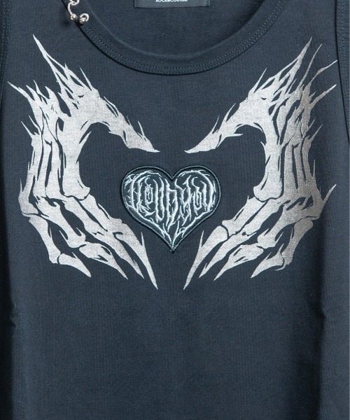 BACKSTAGE PASS(バックステージパス)の「HAND SIGN TANK(ハンドサインタンク)ダメージ加工 タンク(タンクトップ・メンズ・ブラック/ダークグレー/ホワイト系その他・FREE)」の7枚目の写真