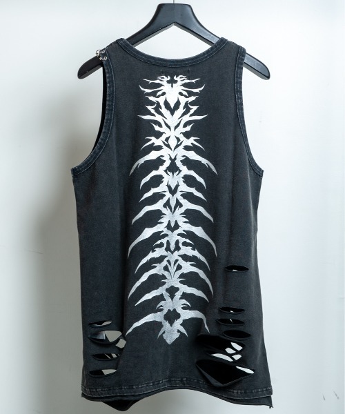 BACKSTAGE PASS(バックステージパス)の「HAND SIGN TANK(ハンドサインタンク)ダメージ加工 タンク(タンクトップ・メンズ・ブラック/ダークグレー/ホワイト系その他・FREE)」の13枚目の写真