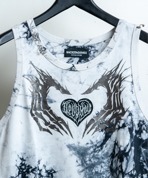 BACKSTAGE PASS(バックステージパス)の「HAND SIGN TANK(ハンドサインタンク)ダメージ加工 タンク(タンクトップ・メンズ・ブラック/ダークグレー/ホワイト系その他・FREE)」の20枚目の写真