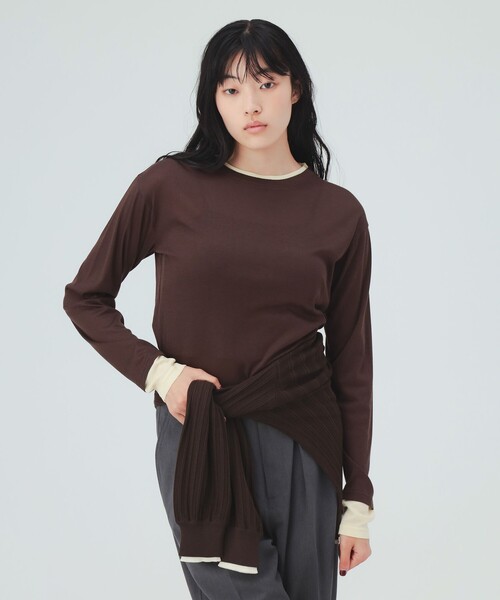 BEAMS HEART(ビームスハート)の「レイヤード風 シアー トップス(Tシャツ/カットソー・レディース・チャコールグレー/ブラウン/ピンク・FREE)」の22枚目の写真