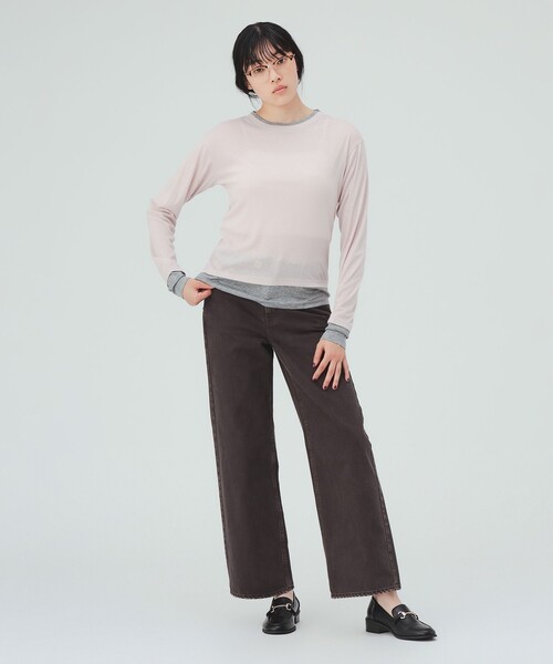 BEAMS HEART(ビームスハート)の「レイヤード風 シアー トップス(Tシャツ/カットソー・レディース・チャコールグレー/ブラウン/ピンク・FREE)」の20枚目の写真