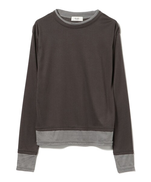 BEAMS HEART(ビームスハート)の「レイヤード風 シアー トップス(Tシャツ/カットソー・レディース・チャコールグレー/ブラウン/ピンク・FREE)」の17枚目の写真