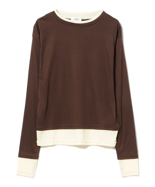 BEAMS HEART(ビームスハート)の「レイヤード風 シアー トップス(Tシャツ/カットソー・レディース・チャコールグレー/ブラウン/ピンク・FREE)」の8枚目の写真