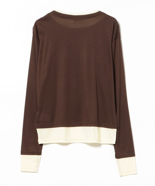 BEAMS HEART(ビームスハート)の「レイヤード風 シアー トップス(Tシャツ/カットソー・レディース・チャコールグレー/ブラウン/ピンク・FREE)」の7枚目の写真