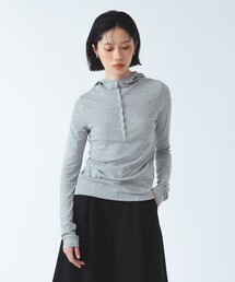 Ray BEAMS | リブ ヘンリーネック フーディー(Tシャツ/カットソー)