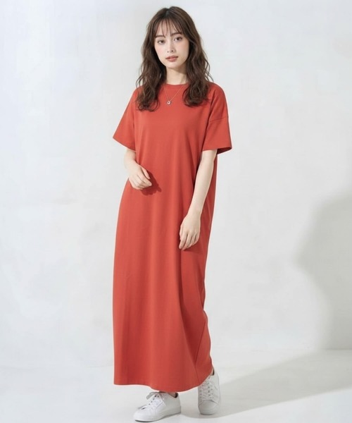 Cinderella(シンデレラ)の「ロングワンピース ワンピース ロング マキシワンピース Tシャツワンピース カジュアル 半袖 ファッション ロングワンピース 春 夏 秋 体型カバー ワンマイルウェア 大人 コットンワンピース レディース ミモレ丈 ロング丈 半袖 五分袖 シンプル お洒落(ワンピース・レディース・テラコッタ/クリーム/マスタード/その他/ブラック/ダークブラウン/ネイビー・MEDIUM/LARGE/X-LARGE)」の3枚目の写真