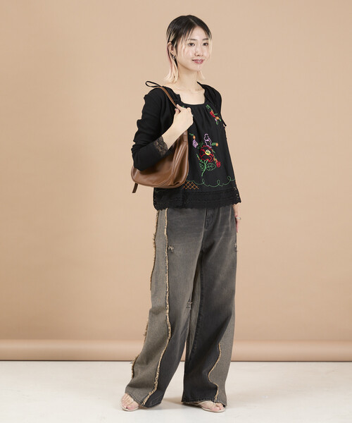 Freada(フリーダ)の「Freada/フリーダ アイレット レース カーディガン(Tシャツ/カットソー・レディース・オフホワイト/ブラック/ピンク・ONE SIZE)」の10枚目の写真