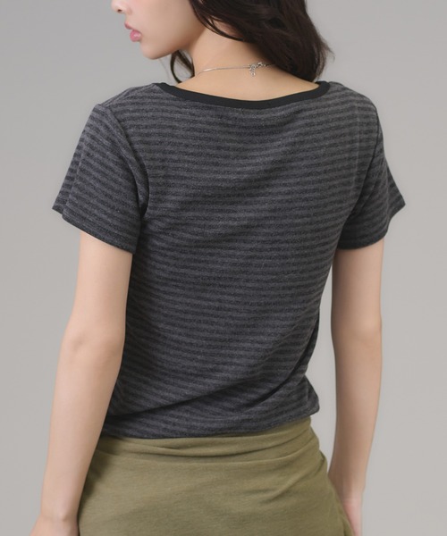 apres jour mignon(アプレジュールミニョン)の「ヘンリーボーダーTシャツ(Tシャツ/カットソー・レディース・ピンク/ブラック/ブルー・フリー/LARGE)」の18枚目の写真