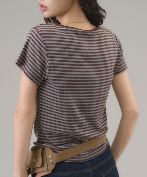 apres jour mignon(アプレジュールミニョン)の「ヘンリーボーダーTシャツ(Tシャツ/カットソー・レディース・ピンク/ブラック/ブルー・フリー/LARGE)」の22枚目の写真