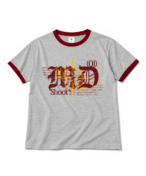 MILLION DAY(ミリオンデイ)の「ショットコード リンガー半袖Tシャツ(Tシャツ/カットソー・レディース・バーガンディー/クリーム/ライトグレー/スカイブルー・MEDIUM/LARGE)」の5枚目の写真