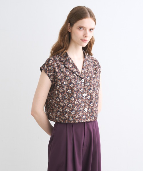three dots(スリードッツ)の「グロッシーツイル トップス(シャツ/ブラウス・レディース・パープル/ダークネイビー/マルチ・SMALL)」の22枚目の写真