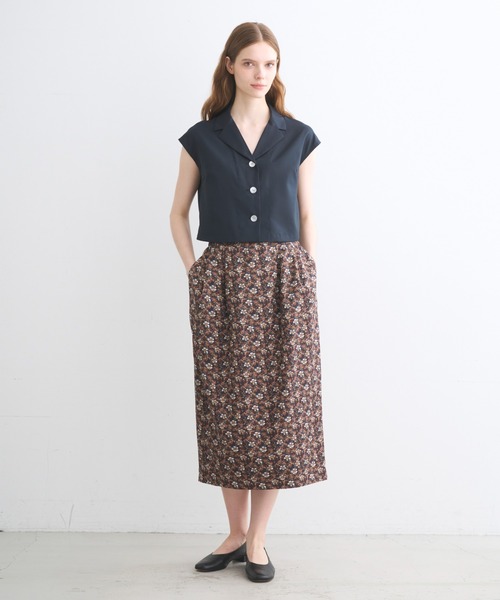 three dots(スリードッツ)の「グロッシーツイル トップス(シャツ/ブラウス・レディース・パープル/ダークネイビー/マルチ・SMALL)」の10枚目の写真