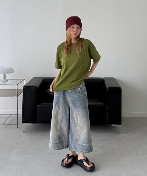 4INT.(フォイント)の「【 8color 】ベーシック 無地 オーバーフィット 半袖 Tシャツ(Tシャツ/カットソー・レディース・チャコール/グレー/ネイビー/カーキ/ブルー/ホワイト/ブラウン/ブラック・FREE)」の14枚目の写真