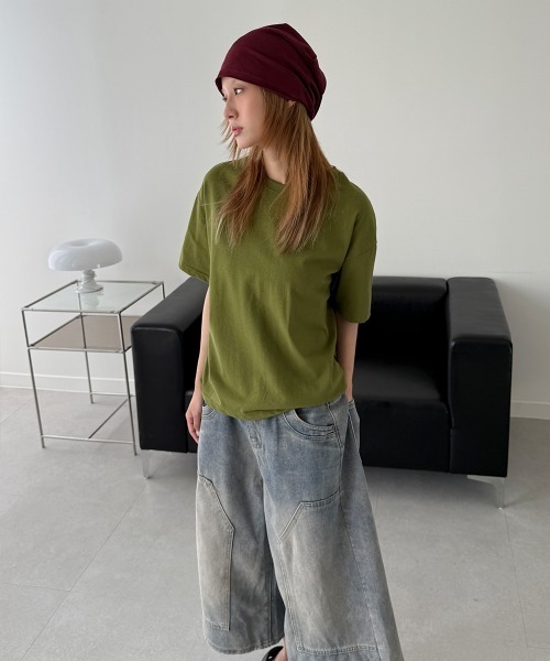 4INT.(フォイント)の「【 8color 】ベーシック 無地 オーバーフィット 半袖 Tシャツ(Tシャツ/カットソー・レディース・チャコール/グレー/ネイビー/カーキ/ブルー/ホワイト/ブラウン/ブラック・FREE)」の20枚目の写真