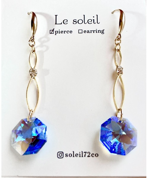 Le soleil】可憐に揺れる スワロフスキーピアス(MA)（ピアス（両耳用