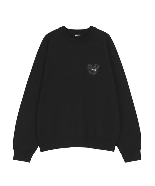 ZUCCa(ズッカ)の「HEART LOGO KNIT / ニットプルオーバー(ニット/セーター・レディース・ブルー/ブラック・M size)」の2枚目の写真