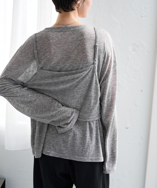 FREAK'S STORE(フリークスストア)の「限定展開 ルーズ ロンTEE キャミ ビスチェ セット トップス(Tシャツ/カットソー・レディース・レッド/オフホワイト/ブラウン/グレー/ブラック・フリ-)」の12枚目の写真