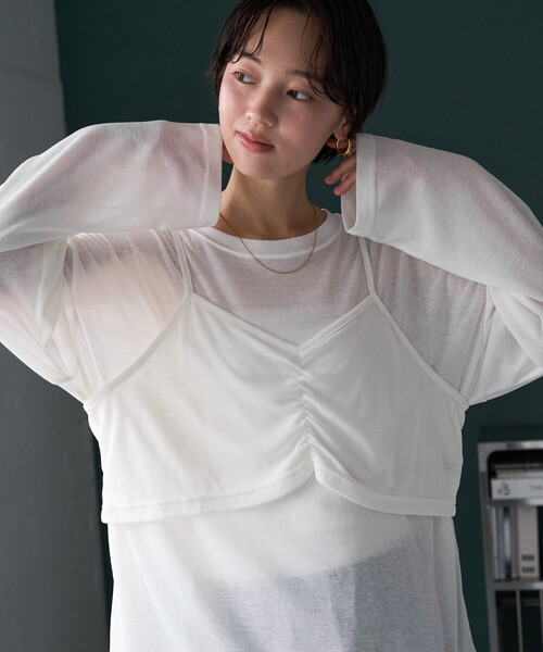 FREAK'S STORE(フリークスストア)の「限定展開 ルーズ ロンTEE キャミ ビスチェ セット トップス(Tシャツ/カットソー・レディース・レッド/オフホワイト/ブラウン/グレー/ブラック・フリ-)」の16枚目の写真