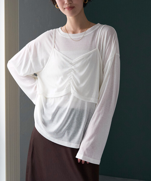 FREAK'S STORE(フリークスストア)の「限定展開 ルーズ ロンTEE キャミ ビスチェ セット トップス(Tシャツ/カットソー・レディース・レッド/オフホワイト/ブラウン/グレー/ブラック・フリ-)」の21枚目の写真