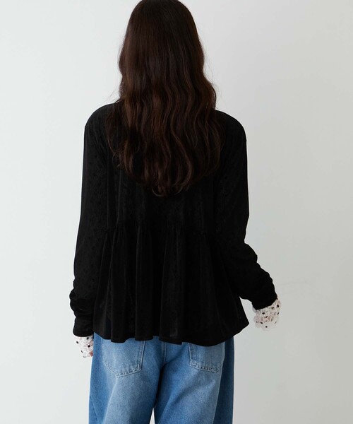 forksy.(フォルクシー)の「【forksy.】前後2WAY ベロアペプラムカーディガン(カーディガン/ボレロ・レディース・ナチュラル/チャコールグレー/ブラウン/カーキ/ブラック・FREE)」の13枚目の写真