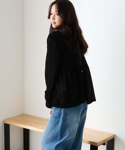 forksy.(フォルクシー)の「【forksy.】前後2WAY ベロアペプラムカーディガン(カーディガン/ボレロ・レディース・ナチュラル/チャコールグレー/ブラウン/カーキ/ブラック・FREE)」の18枚目の写真