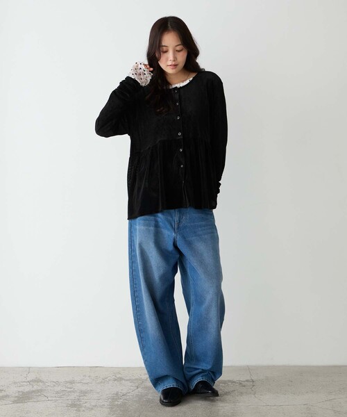 forksy.(フォルクシー)の「【forksy.】前後2WAY ベロアペプラムカーディガン(カーディガン/ボレロ・レディース・ナチュラル/チャコールグレー/ブラウン/カーキ/ブラック・FREE)」の20枚目の写真