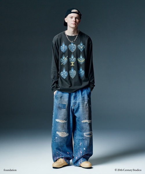 glamb(グラム)の「Sacred Heart Cutsew / セイクリッドハートカットソー(Tシャツ/カットソー・メンズ・チャコール/ホワイト・L/S/M)」の5枚目の写真