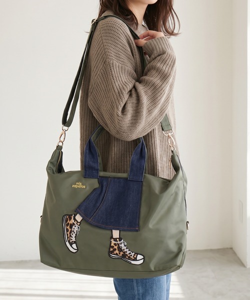 mis zapatos(ミス サパト)の「mis zapatos ロングスカート2wayボストンショルダー(ボストンバッグ・レディース・カーキ/ネイビー/ベージュ・FREE)」の3枚目の写真