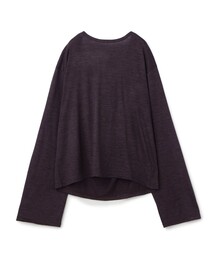 ストライプジャージー ドレープボートネックプルオーバー