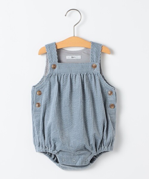 SHIPS（シップス）の「SHIPS KIDS:80cm /コーデュロイ オーバーオール ロンパース（ロンパース・キッズ・アイボリー/ライトブルー・80）」の2枚目の写真
