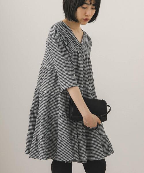 KBF(ケイビーエフ)の「ボリュームティアードミニワンピース(チュニック・レディース・ブルー系その他/グレー系その他・ONE)」の3枚目の写真