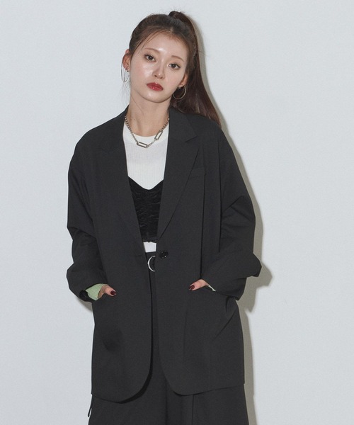 PAGEBOY（ページボーイ）の「リンクセット2WAYジャケット【セットアップ対応】（テーラードジャケット・レディース・ドット/ブラック・FREE）」の2枚目の写真