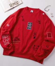 【70】【RCG/レッドキャップガール】総柄 マルチ刺繍 ヘビーウェイト スウェット/クルーネック/トレーナー/オーバーサイズ/キャラクター/裏起毛/ユニセックス/レディース/メンズ