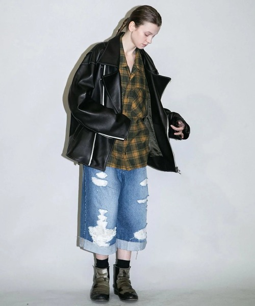 my beautiful landlet(マイビューティフルランドレット)の「【my beautiful landlet】CHROME FREE LAMB LEATHER RIDERS JACKET(ライダースジャケット・メンズ・ブラック/ホワイト・0/1/2)」の5枚目の写真