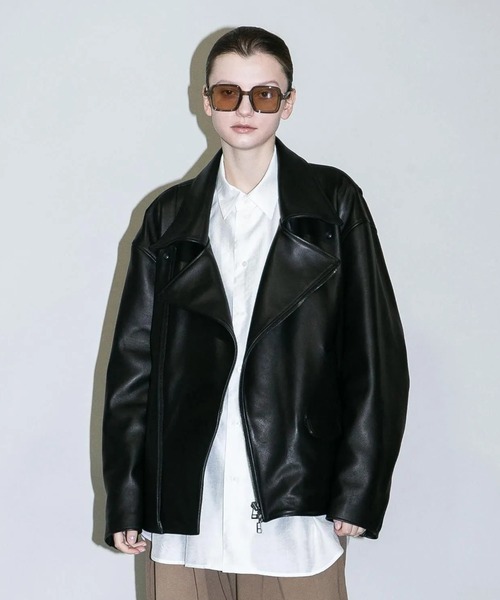 my beautiful landlet(マイビューティフルランドレット)の「【my beautiful landlet】CHROME FREE LAMB LEATHER RIDERS JACKET(ライダースジャケット・メンズ・ブラック/ホワイト・0/1/2)」の9枚目の写真