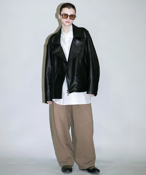 my beautiful landlet(マイビューティフルランドレット)の「【my beautiful landlet】CHROME FREE LAMB LEATHER RIDERS JACKET(ライダースジャケット・メンズ・ブラック/ホワイト・0/1/2)」の10枚目の写真