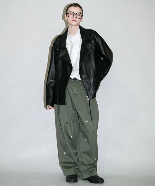 my beautiful landlet(マイビューティフルランドレット)の「【my beautiful landlet】CHROME FREE LAMB LEATHER RIDERS JACKET(ライダースジャケット・メンズ・ブラック/ホワイト・0/1/2)」の12枚目の写真