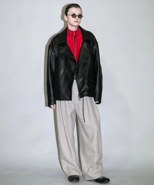 my beautiful landlet(マイビューティフルランドレット)の「【my beautiful landlet】CHROME FREE LAMB LEATHER RIDERS JACKET(ライダースジャケット・メンズ・ブラック/ホワイト・0/1/2)」の13枚目の写真