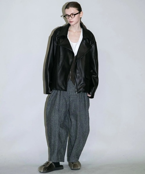 my beautiful landlet(マイビューティフルランドレット)の「【my beautiful landlet】CHROME FREE LAMB LEATHER RIDERS JACKET(ライダースジャケット・メンズ・ブラック/ホワイト・0/1/2)」の17枚目の写真