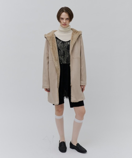 Plumel（プルメル）の「Suede Ponti Fur Quilted Padded Coat / スエードポンチファー中綿キルトコート（その他アウター・レディース・ベージュ/チャコールグレー/グレー・MEDIUM）」の15枚目の写真