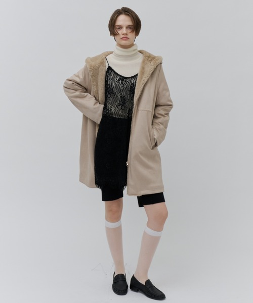 Plumel（プルメル）の「Suede Ponti Fur Quilted Padded Coat / スエードポンチファー中綿キルトコート（その他アウター・レディース・ベージュ/チャコールグレー/グレー・MEDIUM）」の14枚目の写真