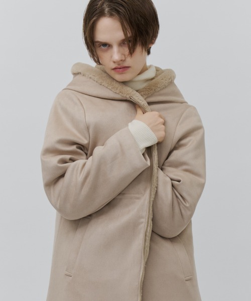 Plumel（プルメル）の「Suede Ponti Fur Quilted Padded Coat / スエードポンチファー中綿キルトコート（その他アウター・レディース・ベージュ/チャコールグレー/グレー・MEDIUM）」の10枚目の写真