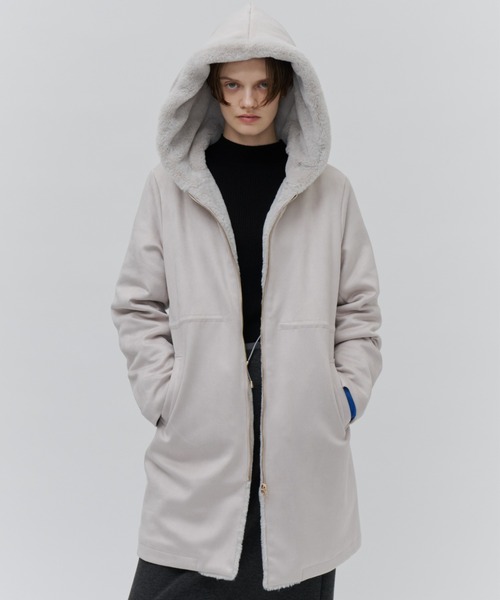 Plumel（プルメル）の「Suede Ponti Fur Quilted Padded Coat / スエードポンチファー中綿キルトコート（その他アウター・レディース・ベージュ/チャコールグレー/グレー・MEDIUM）」の21枚目の写真