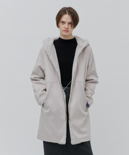 Plumel（プルメル）の「Suede Ponti Fur Quilted Padded Coat / スエードポンチファー中綿キルトコート（その他アウター・レディース・ベージュ/チャコールグレー/グレー・MEDIUM）」の19枚目の写真