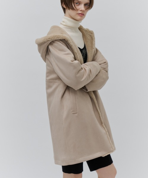 Plumel（プルメル）の「Suede Ponti Fur Quilted Padded Coat / スエードポンチファー中綿キルトコート（その他アウター・レディース・ベージュ/チャコールグレー/グレー・MEDIUM）」の8枚目の写真